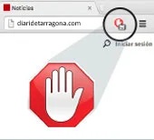 Icono de AdBlock en la barra de navegación
